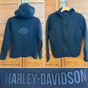 🏍️Generic Laser Cut Accent Black Zip-Up Hooded Jacket Harley-Davidson Size Small